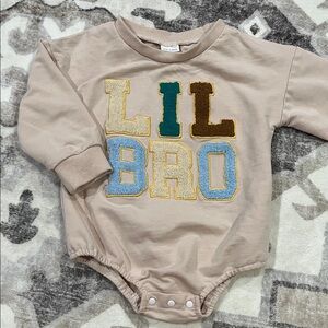 Lil Bro Beige and Multicolor Kids One Piece